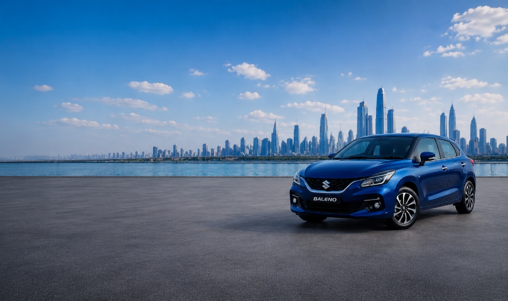 Blue Baleno with Customer